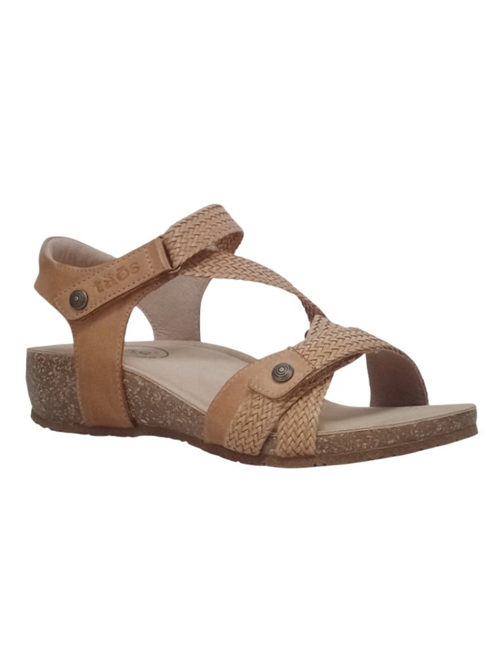 Taos Trulie Leather Sandals Cork Footbed Comfort Spain 7-7.5 Eur 38 Camel Color